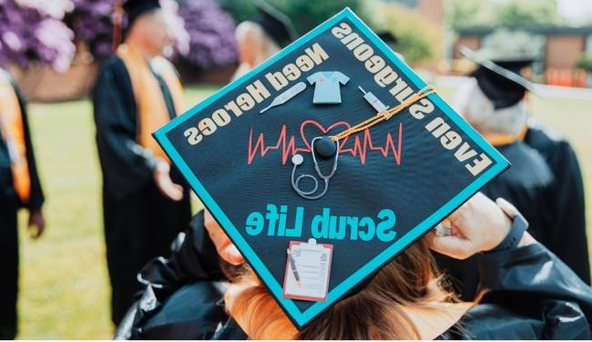 Closeup of the top of a graduation cap